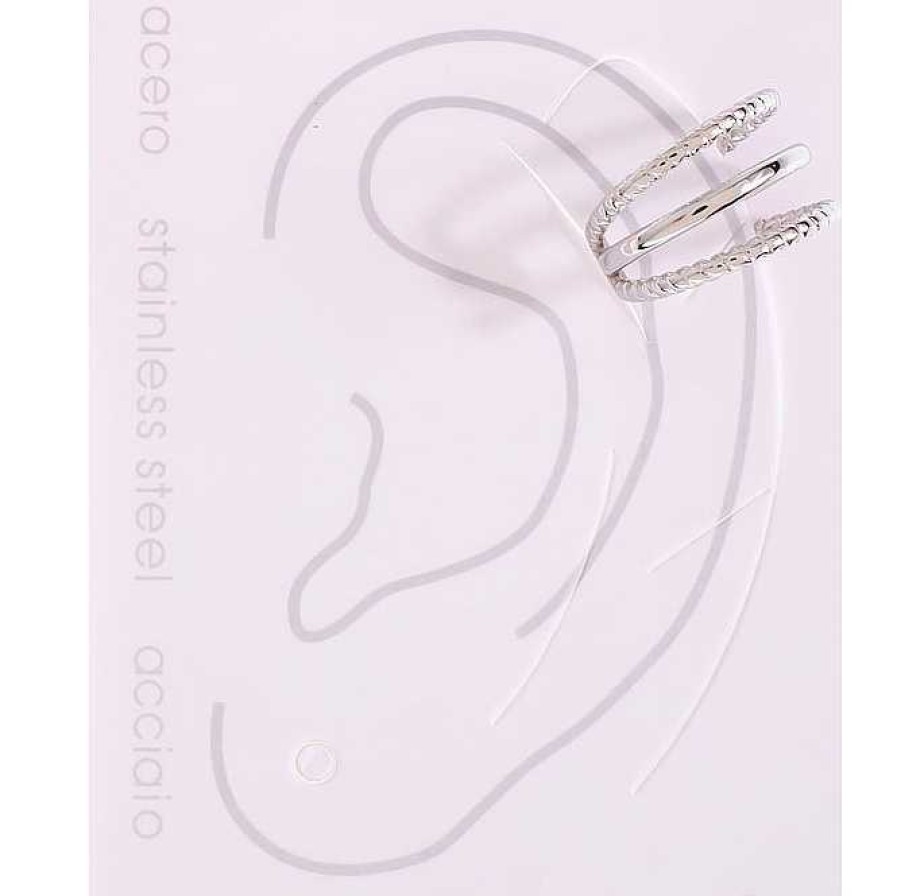 Accessories La Garçonne Bijoux | 3-Piece Ear Cuff Stainless Steel Silver