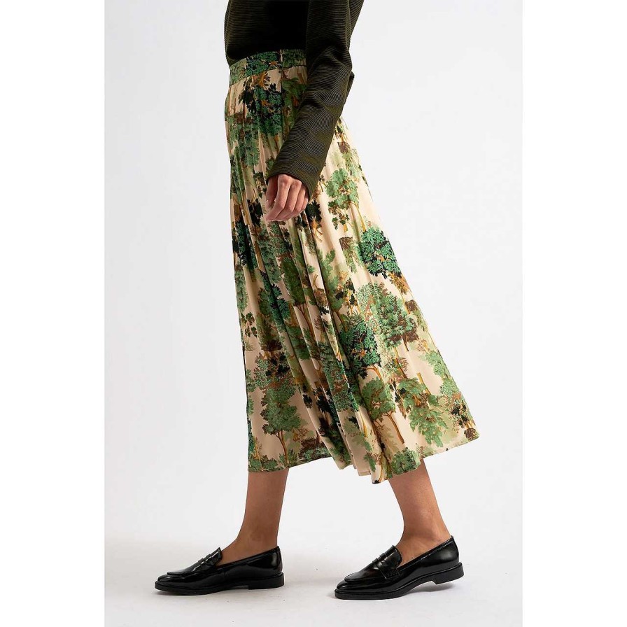 Clothing Louche | Lizea Forest Scape Jupe Green