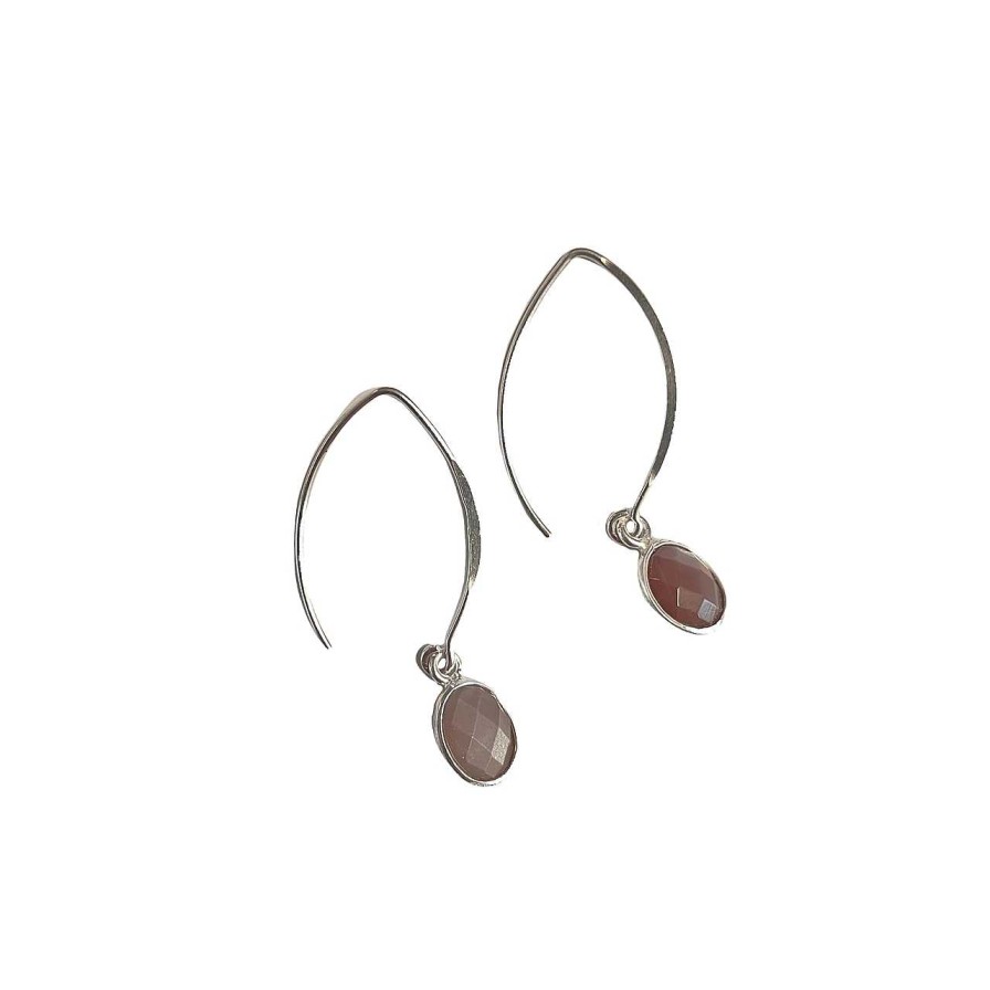 Accessories Atelier Coquet | Hoop Earrings Oval Moonstone Silver