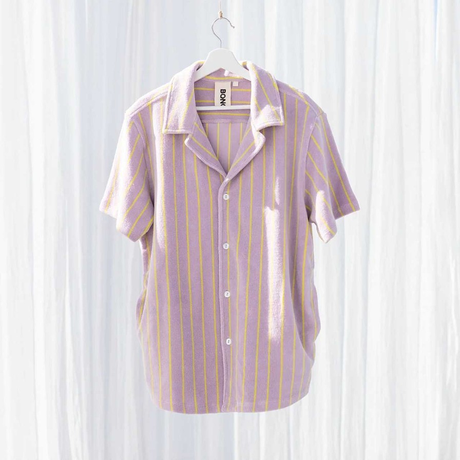 Clothing Bongusta | Naram Short Sleeve Shirt Lilac & Neon Yellow