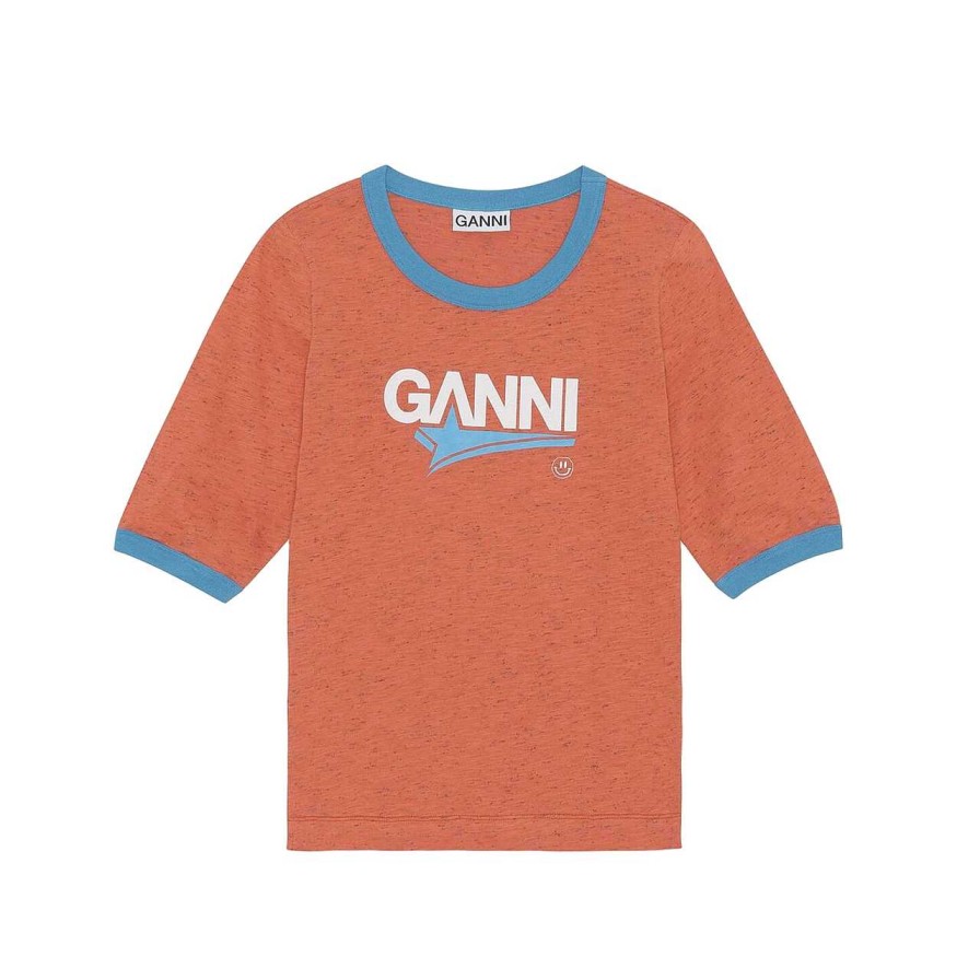 Clothing Ganni | Slim Logo Graphic T-Shirt Paprika