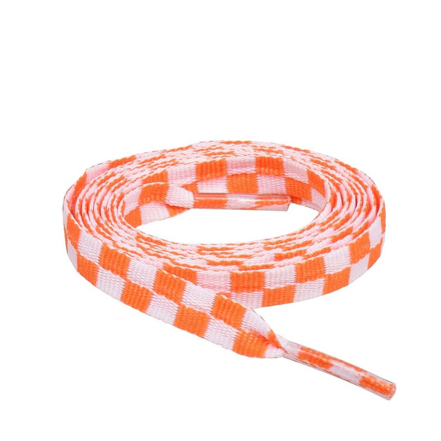 Accessories Voila | Shoelace Checkered Orange / White