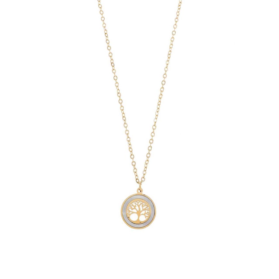 Accessories La Garçonne Bijoux | Tree Of Life Necklace Stainless Steel Gold