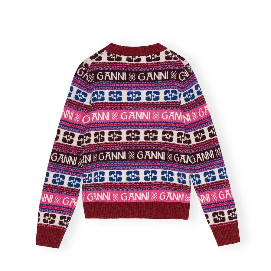 Clothing Ganni | Logo Wool Pullover Multicolour