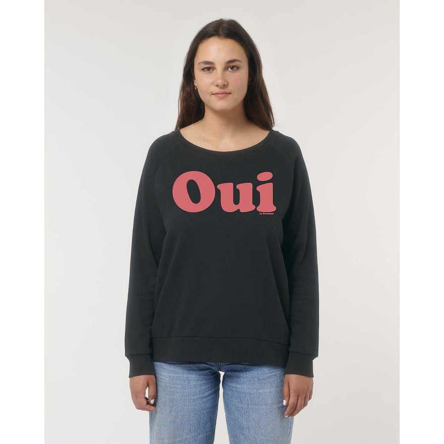 Clothing La Garçonne Vetements | Oui Sweater Raglan Black/Rose