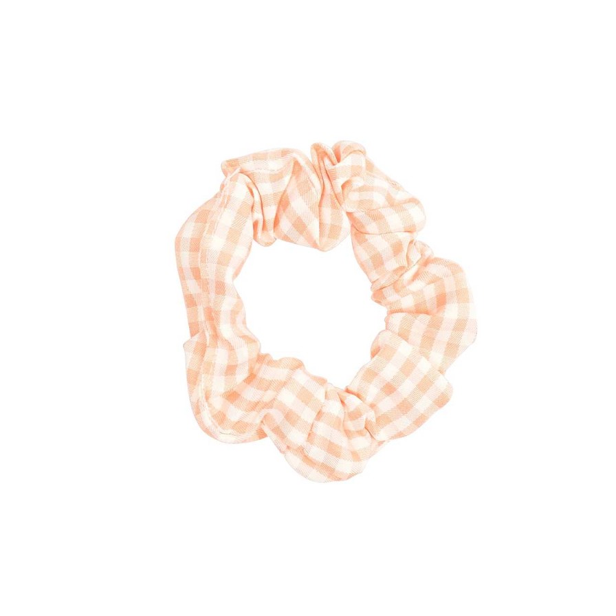 Accessories Voila | Mini Check Scrunchie Salmon