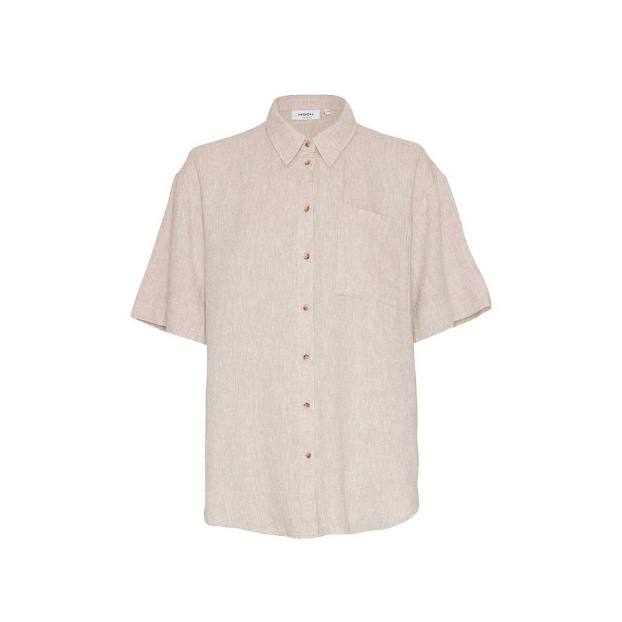 Clothing MSCH Copenhagen | Ginia Short Sleeve Shirt Sand