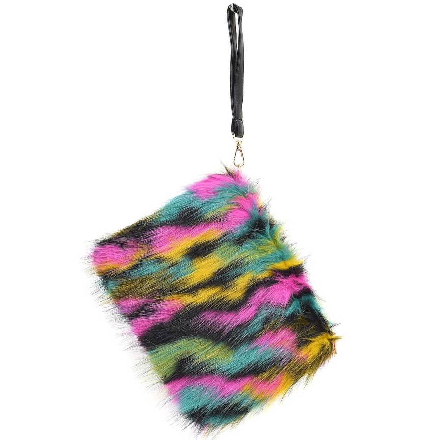 Bags Voila | Furry Clutch Multicolor Black