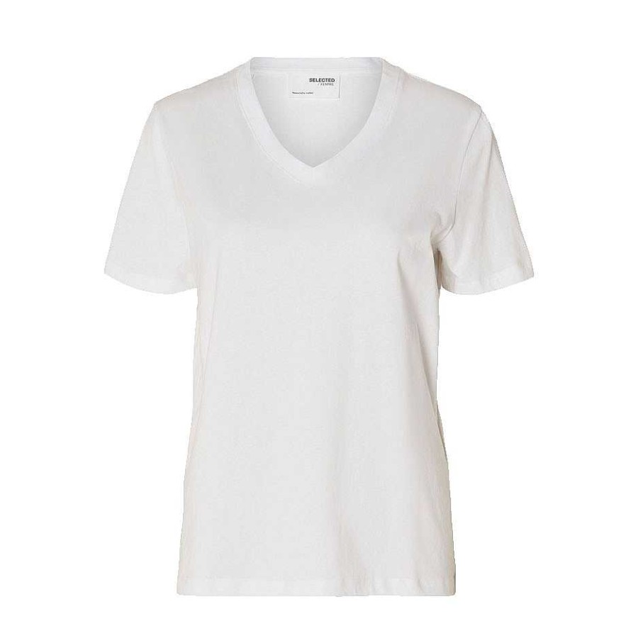 Clothing Selected Femme | Essential V-Neck T-Shirt Bright White