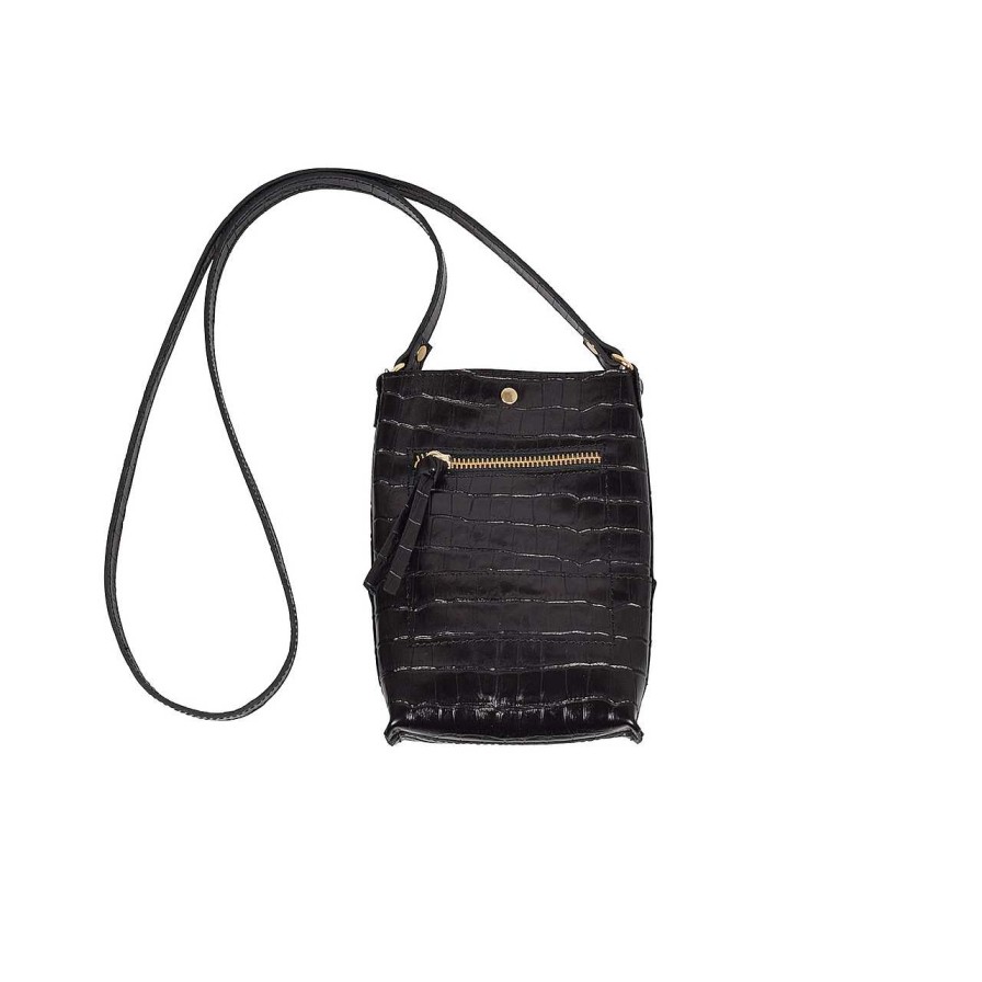 Bags La Garçonne Accessoires | Lucette Cell Phone Bag Croco Negro