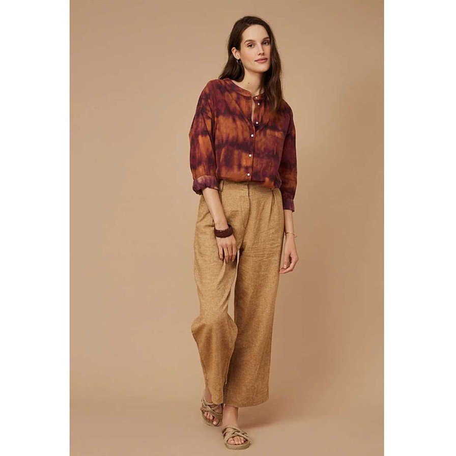 Clothing Harris Wilson | Cassandra Blouse Terracotta Tiedye