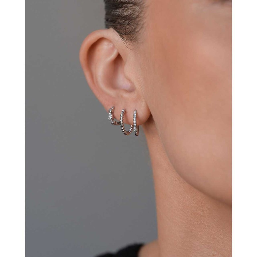 Accessories Philippa Studios | Twisted Hoops Medium Earrings Silver