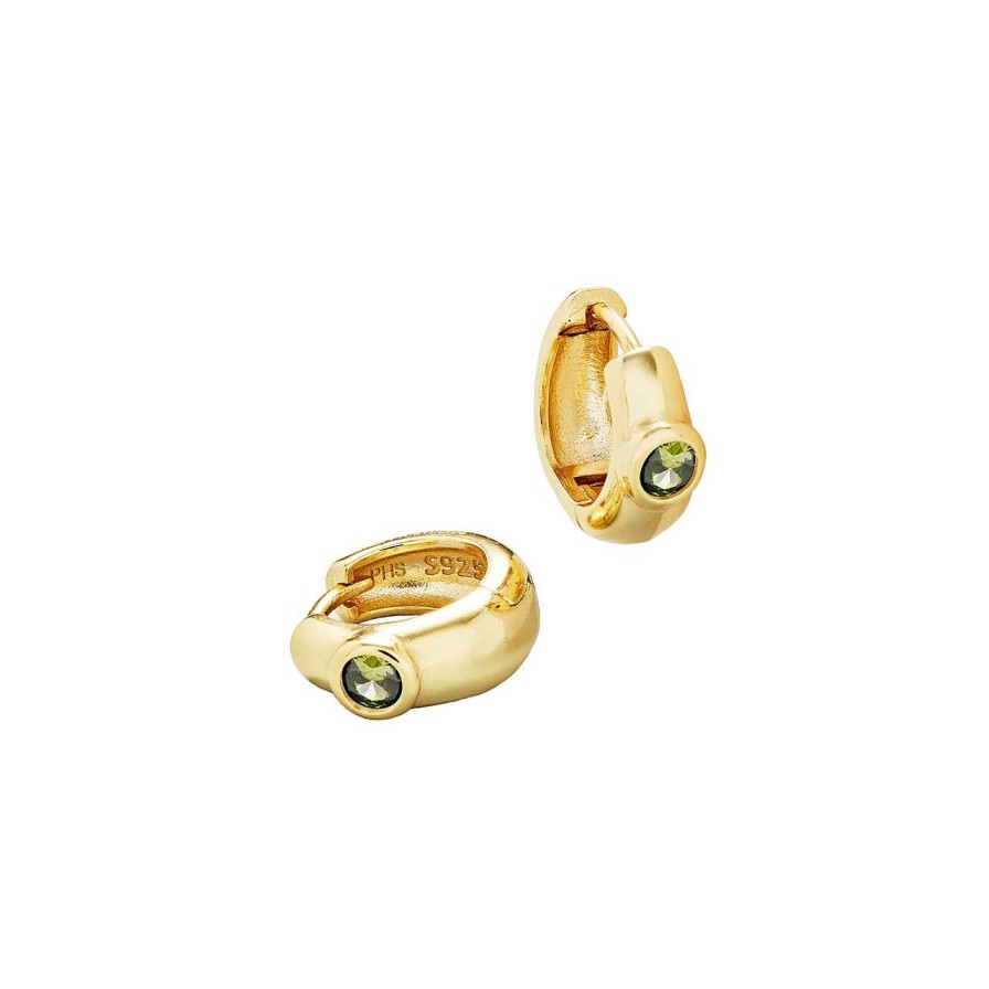 Accessories Philippa Studios | Dome Hoops Peridot Small Earrings Gold Plated