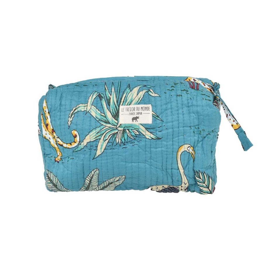 Bags Le Trésor Du Monde | Jungle Large Necessaire Turquoise