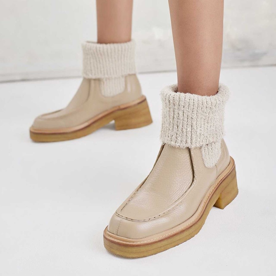 Shoes Angulus | Chelsea Leather Boots Sand/Beige