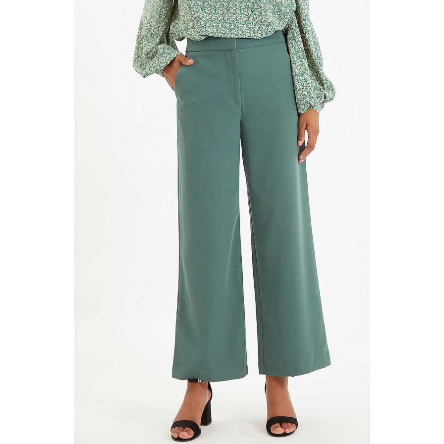 Clothing Louche | Elina Wide Leg Pants Dark Green