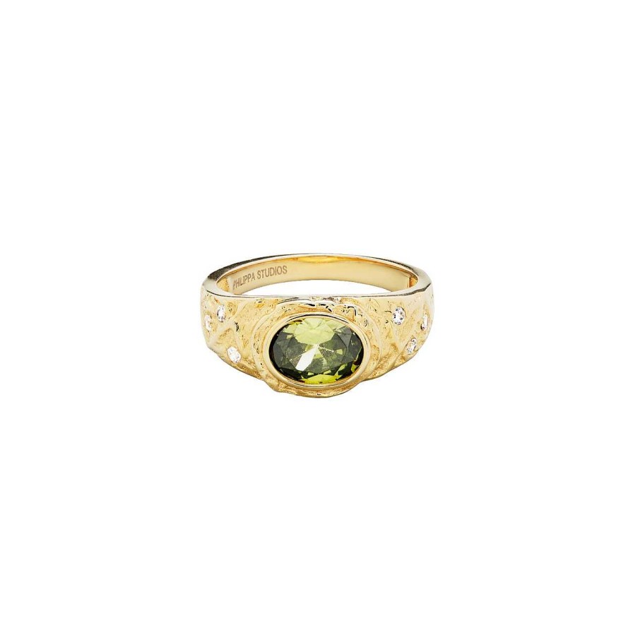 Accessories Philippa Studios | Aura Ring Peridot Gold Plated