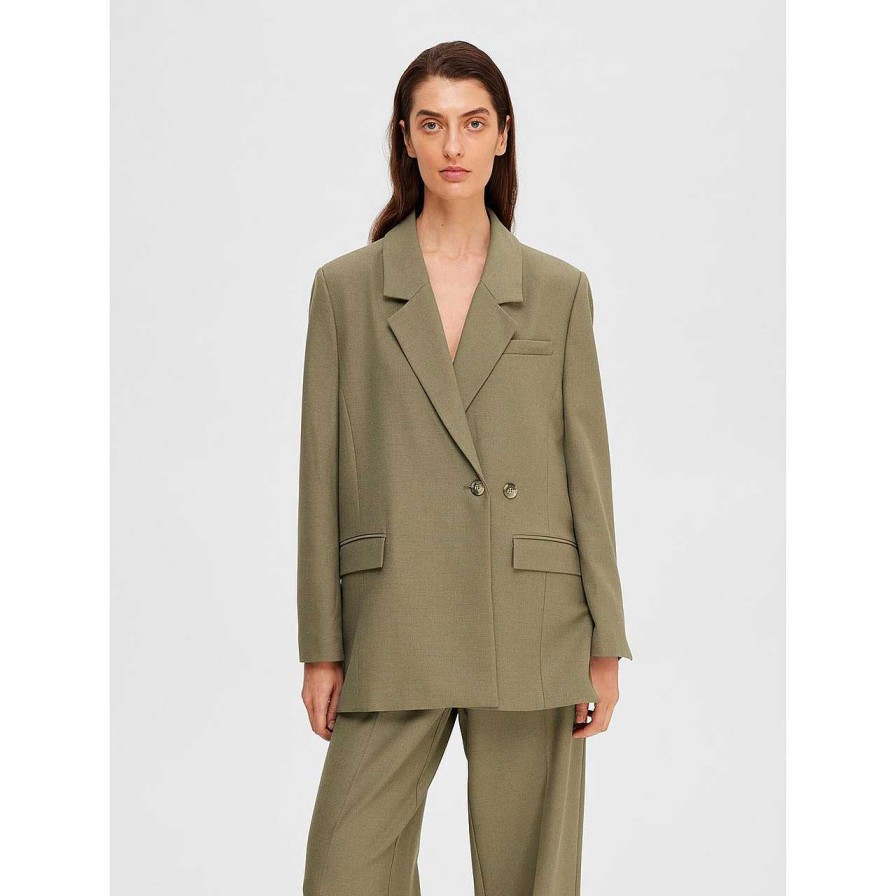 Clothing Selected Femme | Mina Blazer Dusky Green