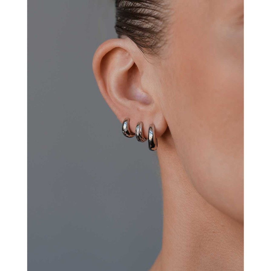 Accessories Philippa Studios | Dome Structured Hoops Small Earrings Silver