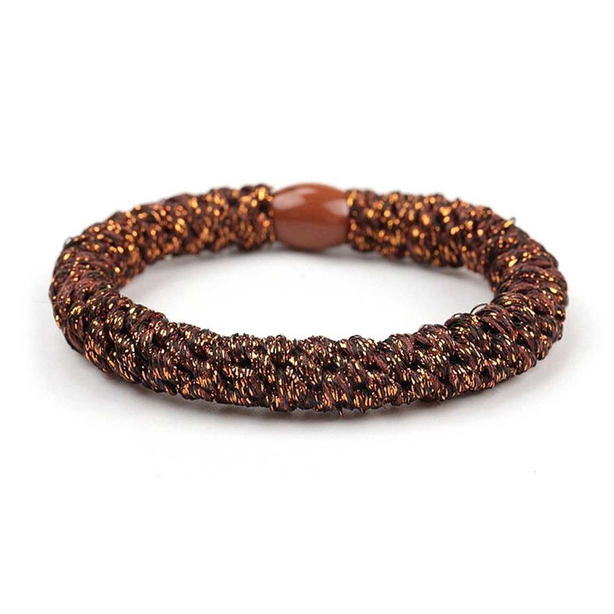 Accessories Voila | Hair Tie Glitter Nut Brown