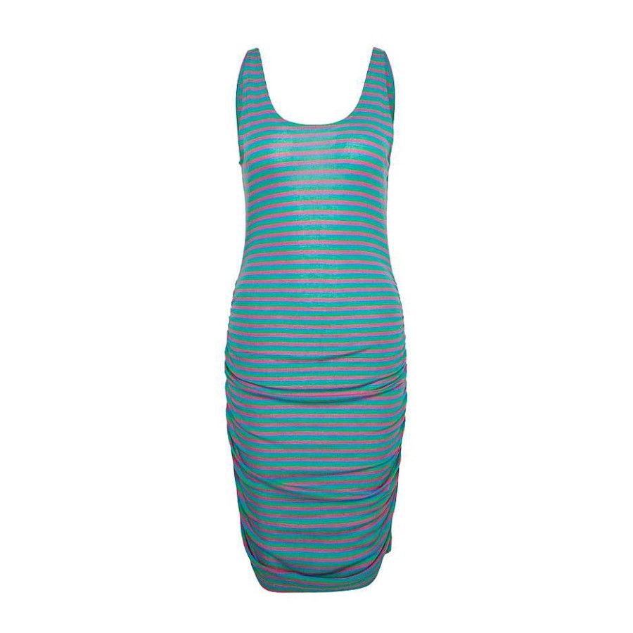 Clothing mbyM | Dovile Dress Pink Blue Green Stripe