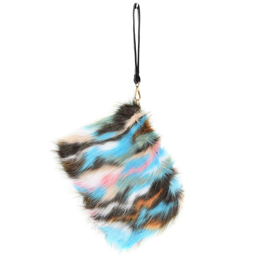 Bags Voila | Furry Clutch Multicolor Brown